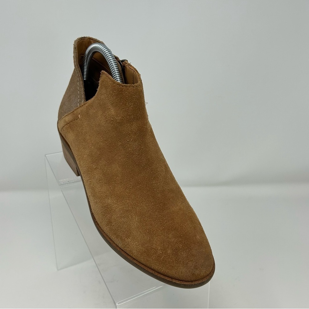 Frye & Co Caden Brown Tan and Metallic Silver Color Blocked Ankle Boots Size 7.5 - Picture 2 of 11